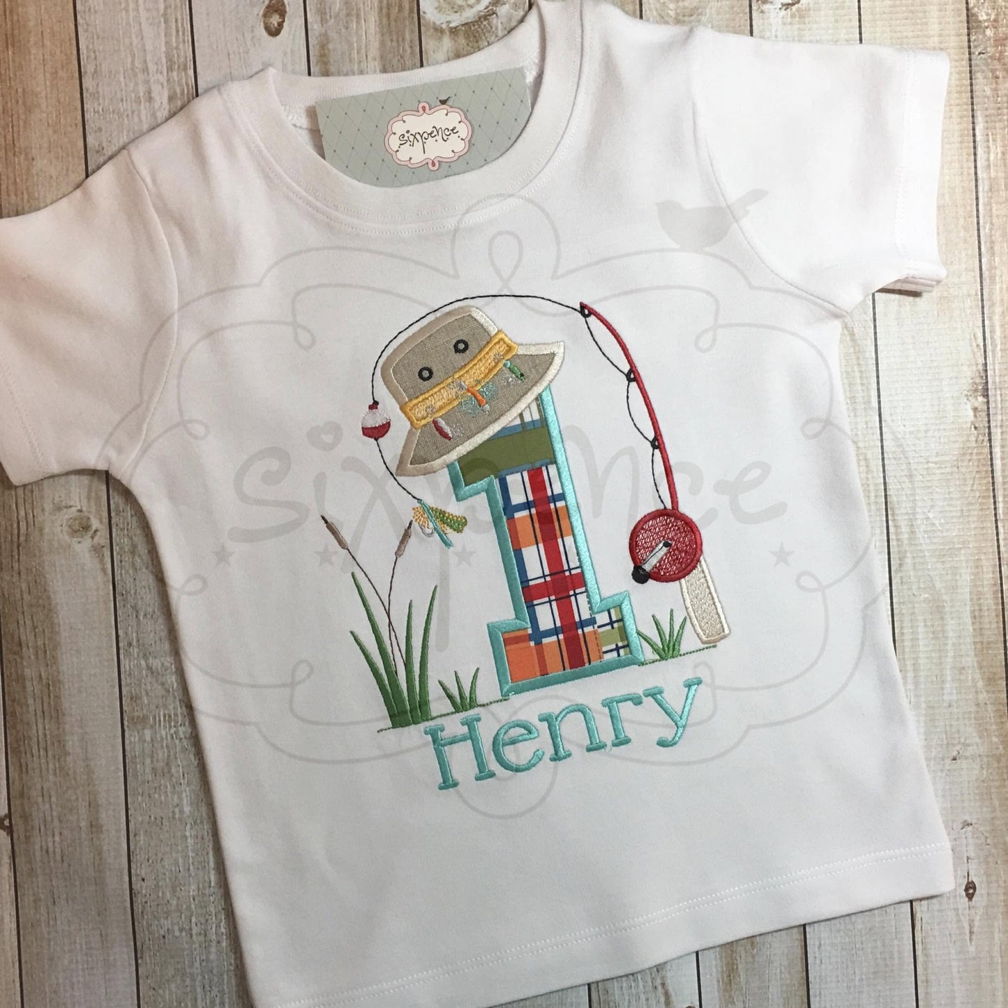 FISHING BIRTHDAY APPLIQUÉ SHIRT - PERSONALIZED CUSTOM DESIGN