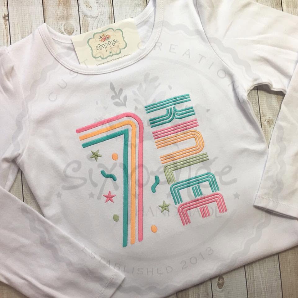 NEON BLACK LIGHT GLOW BIRTHDAY EMBROIDERED SHIRT - PERSONALIZED CUSTOM DESIGN