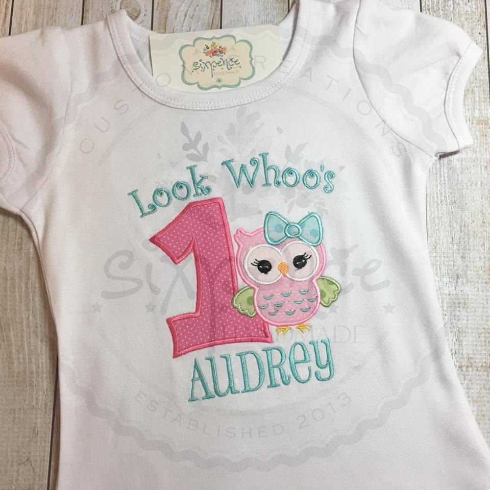 LOOK WHO'S ONE BIRTHDAY APPLIQUÉ SHIRT - PERSONALIZED CUSTOM DESIGN