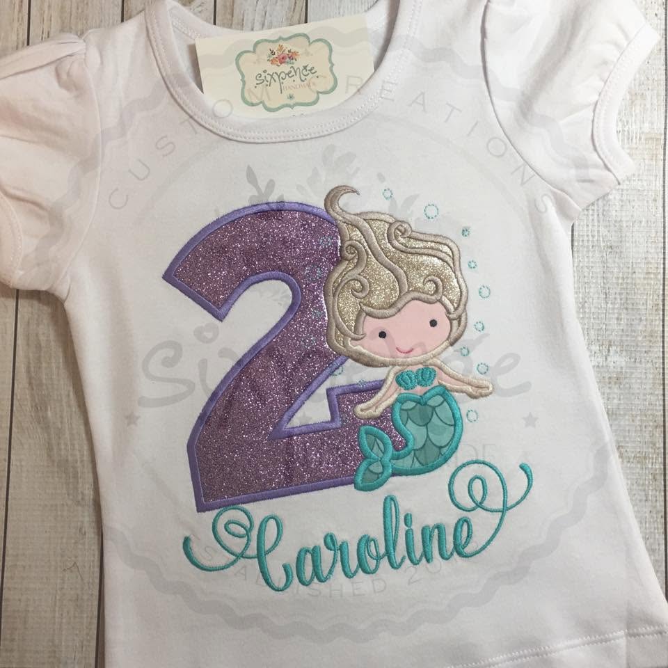 MERMAID BIRTHDAY APPLIQUÉ SHIRT - PERSONALIZED CUSTOM DESIGN
