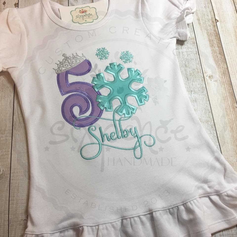 ICE PRINCESS BIRTHDAY APPLIQUÉ SHIRT - PERSONALIZED CUSTOM DESIGN