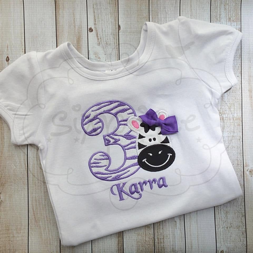 ZEBRA BIRTHDAY APPLIQUÉ SHIRT - PERSONALIZED CUSTOM DESIGN