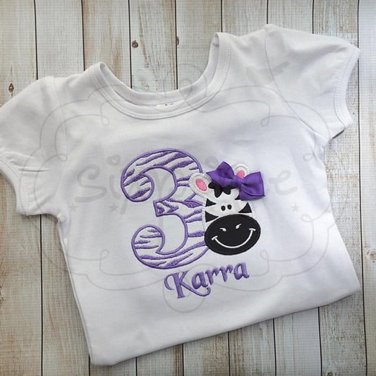 ZEBRA BIRTHDAY APPLIQUÉ SHIRT - PERSONALIZED CUSTOM DESIGN