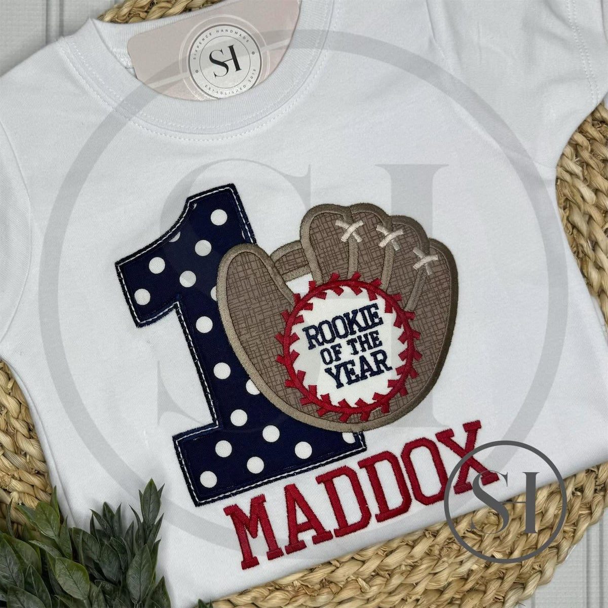 ROOKIE OF THE YEAR BIRTHDAY APPLIQUÉ SHIRT - PERSONALIZED CUSTOM DESIGN