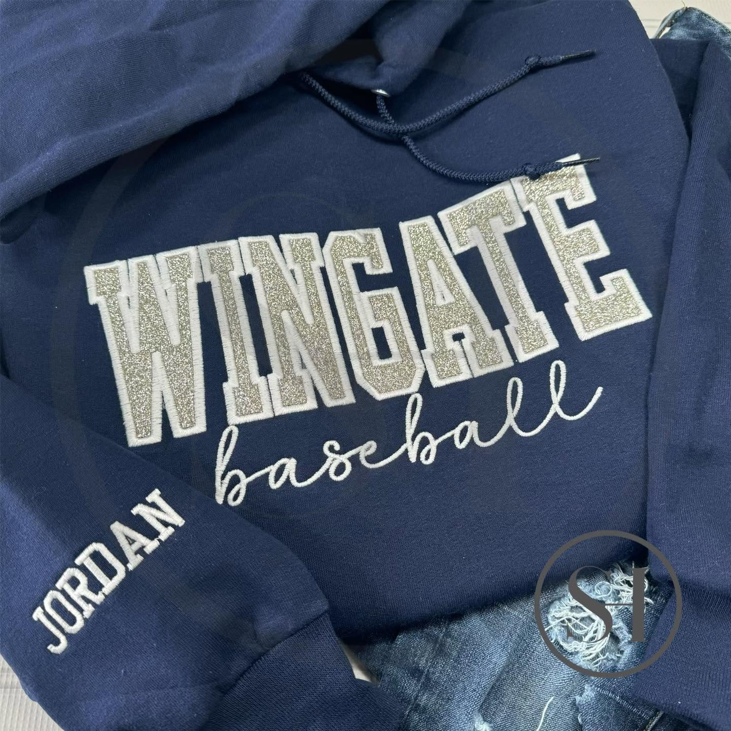 GLITTER VARSITY APPLIQUÉ WITH SCRIPT EMBROIDERY - BUILD YOUR OWN CUSTOM SHIRT