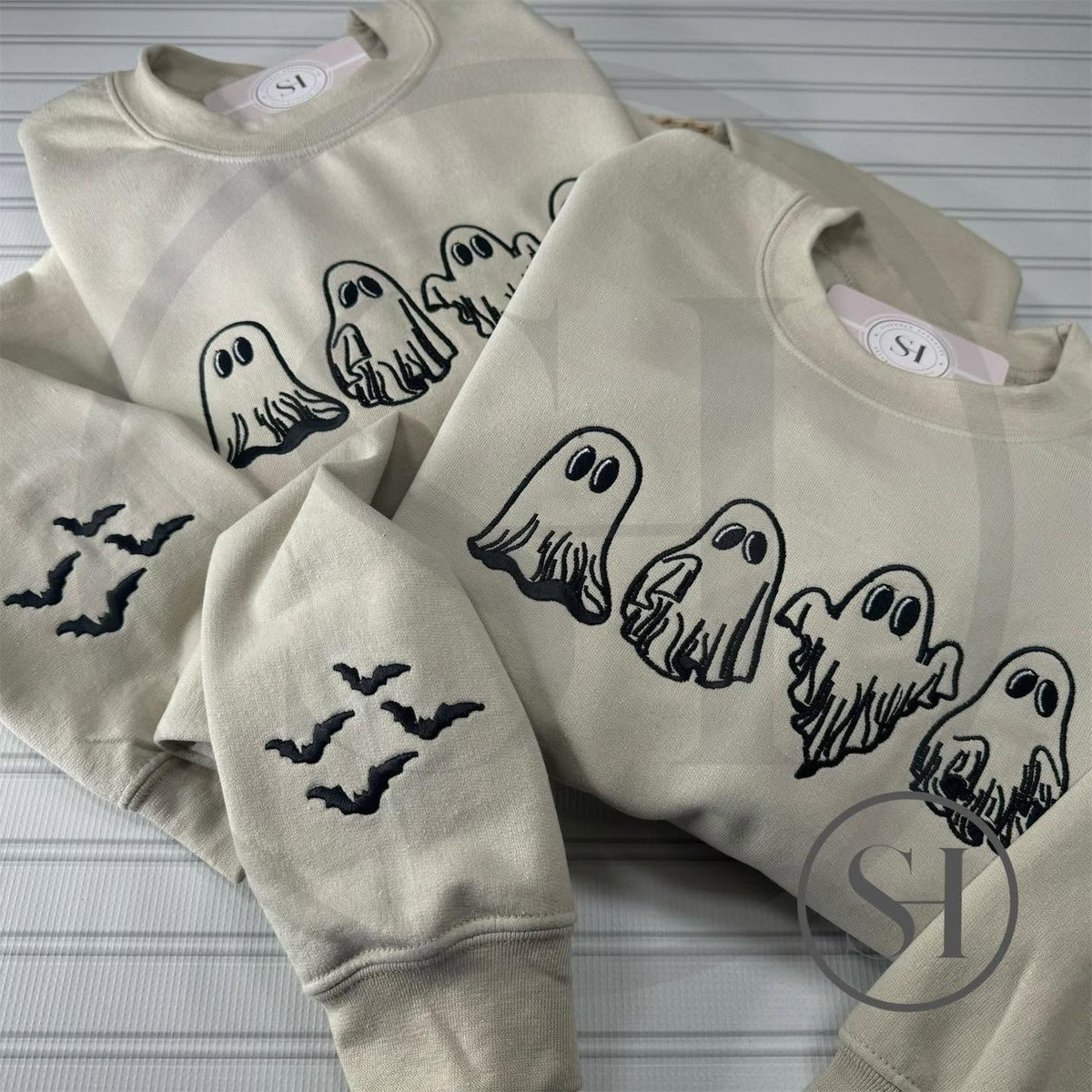 EMBROIDERED GHOSTS WITH SLEEVE DETAIL - CUSTOM SHIRT