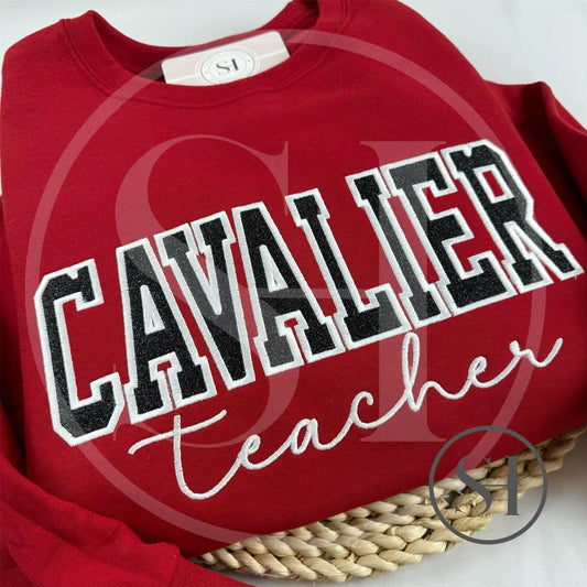 GLITTER VARSITY APPLIQUÉ WITH SCRIPT EMBROIDERY - BUILD YOUR OWN CUSTOM SHIRT
