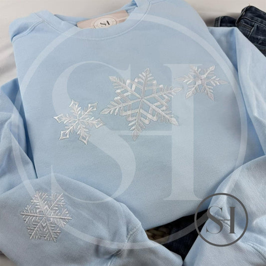 EMBROIDERED SNOWFLAKES WITH SLEEVE DETAIL - CUSTOM SHIRT