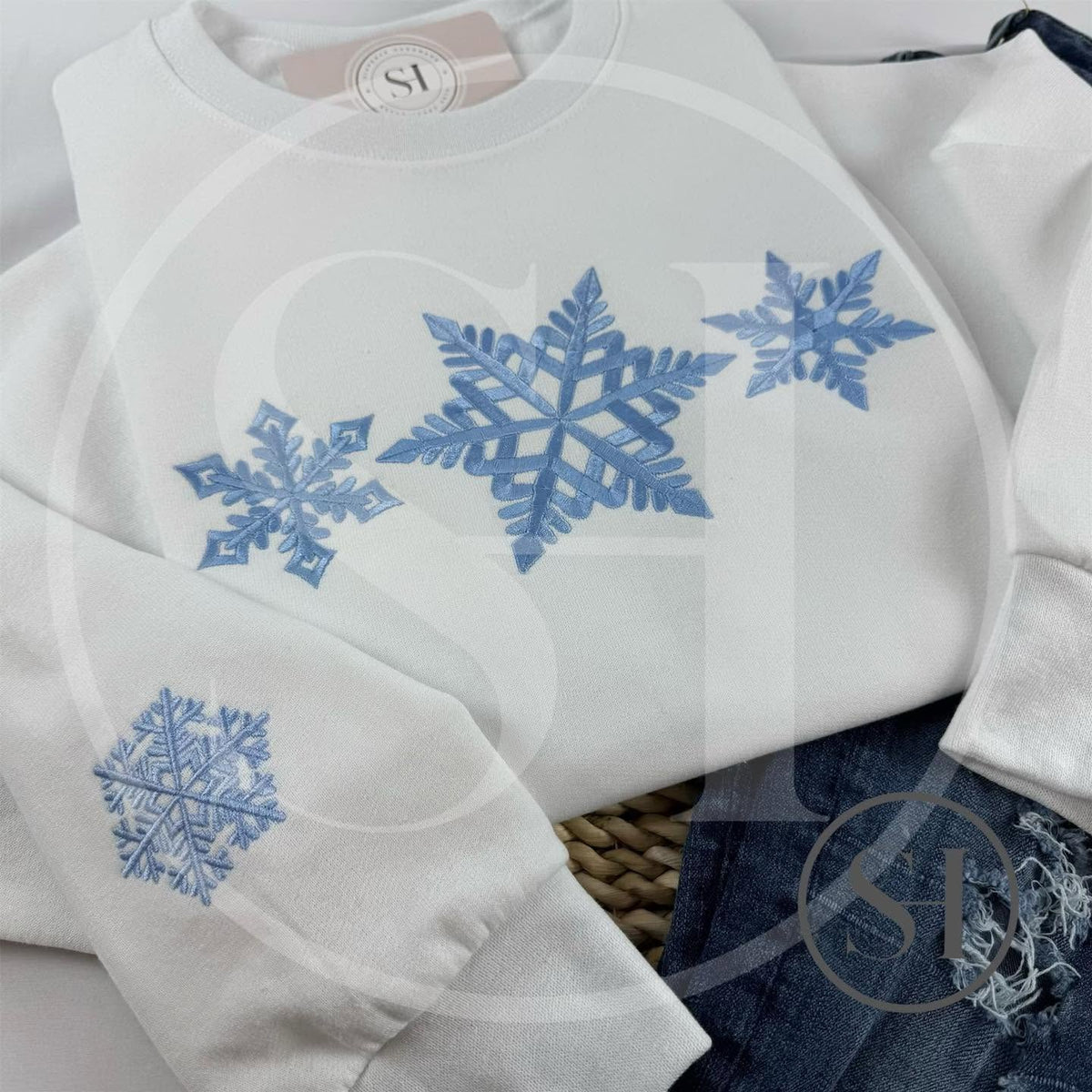 EMBROIDERED SNOWFLAKES  WITH SLEEVE DETAIL - CUSTOM SHIRT
