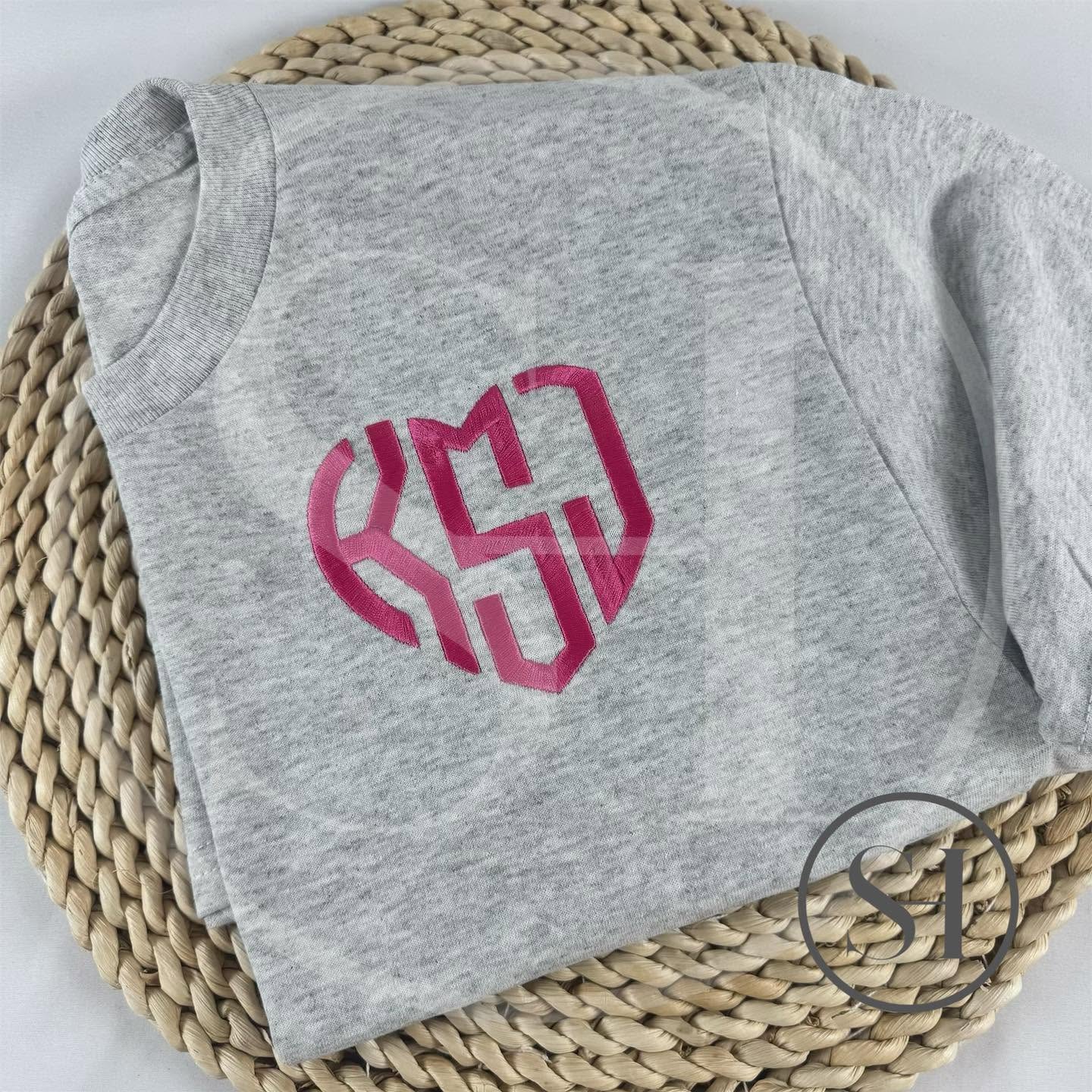 EMBROIDERED HEART MONOGRAM - CUSTOM SHIRT