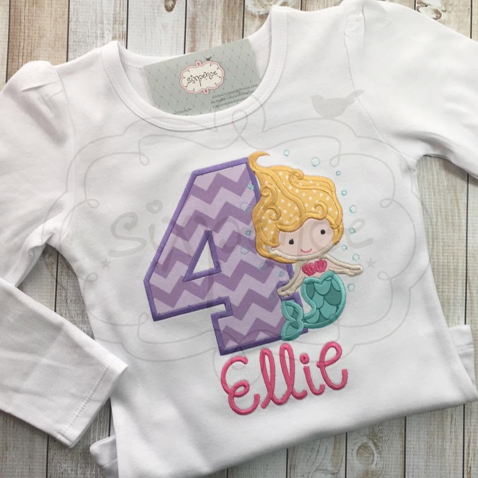MERMAID BIRTHDAY APPLIQUÉ SHIRT - PERSONALIZED CUSTOM DESIGN