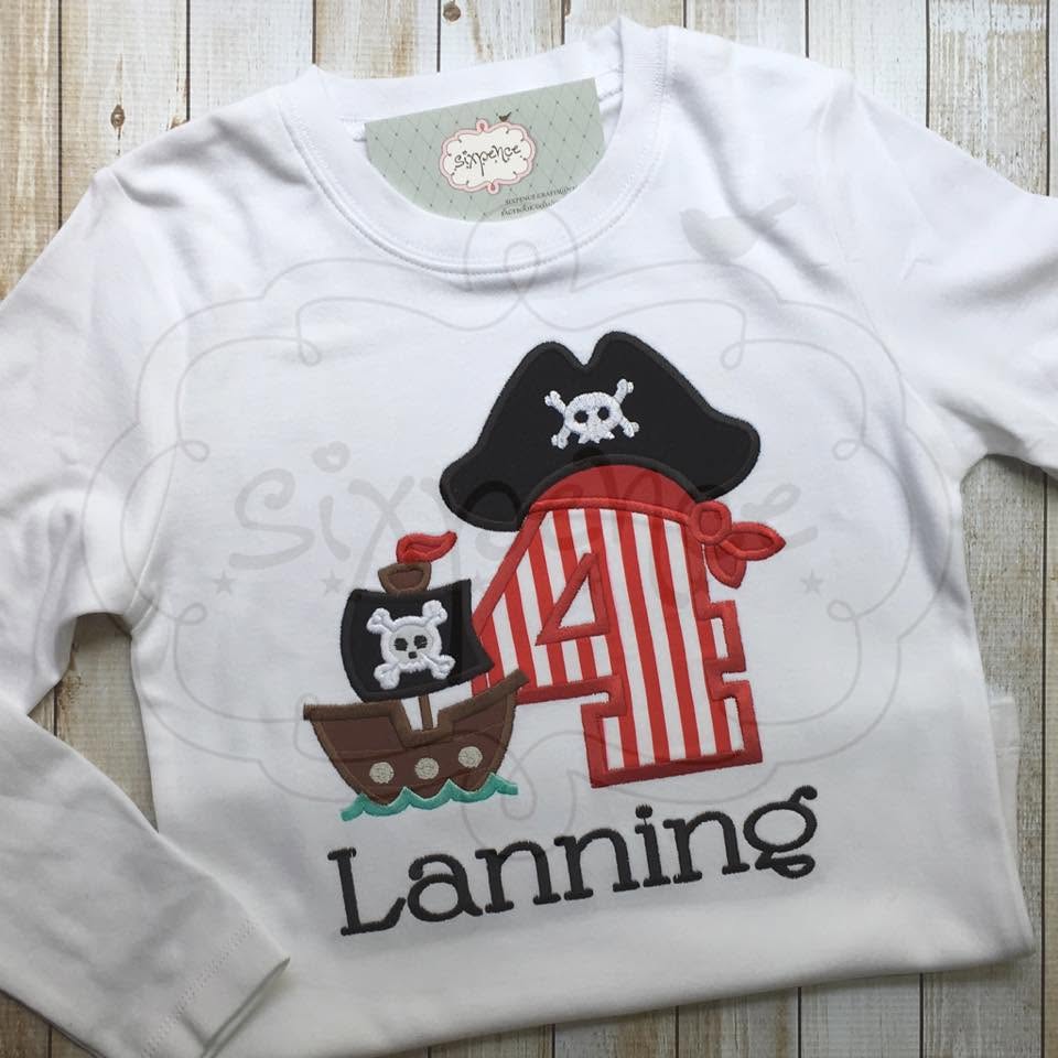 PIRATE BIRTHDAY APPLIQUÉ SHIRT - PERSONALIZED CUSTOM DESIGN