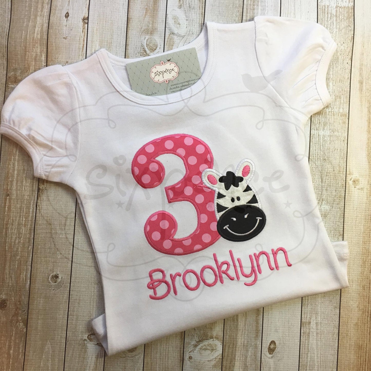 ZEBRA BIRTHDAY APPLIQUÉ SHIRT - PERSONALIZED CUSTOM DESIGN