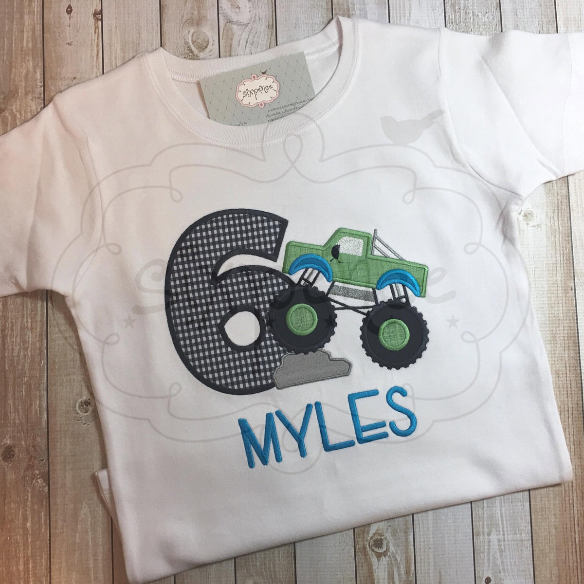 MONSTER TRUCK BIRTHDAY APPLIQUÉ SHIRT - PERSONALIZED CUSTOM DESIGN