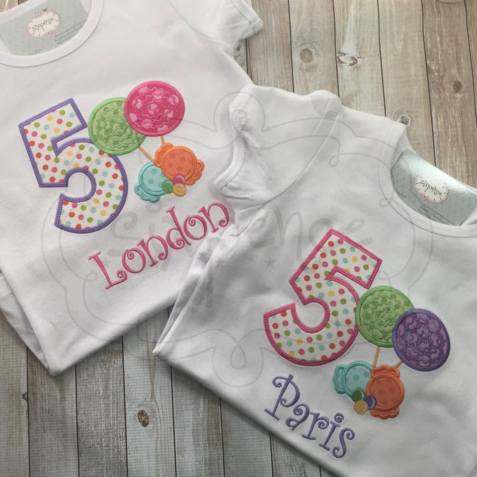 CANDY BIRTHDAY APPLIQUÉ SHIRT - PERSONALIZED CUSTOM DESIGN