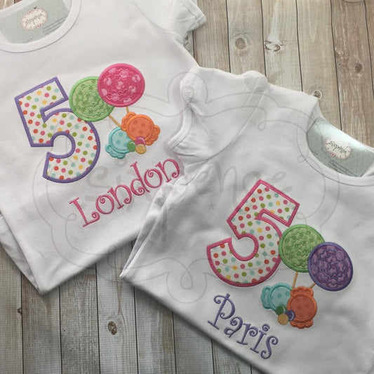 CANDY BIRTHDAY APPLIQUÉ SHIRT - PERSONALIZED CUSTOM DESIGN