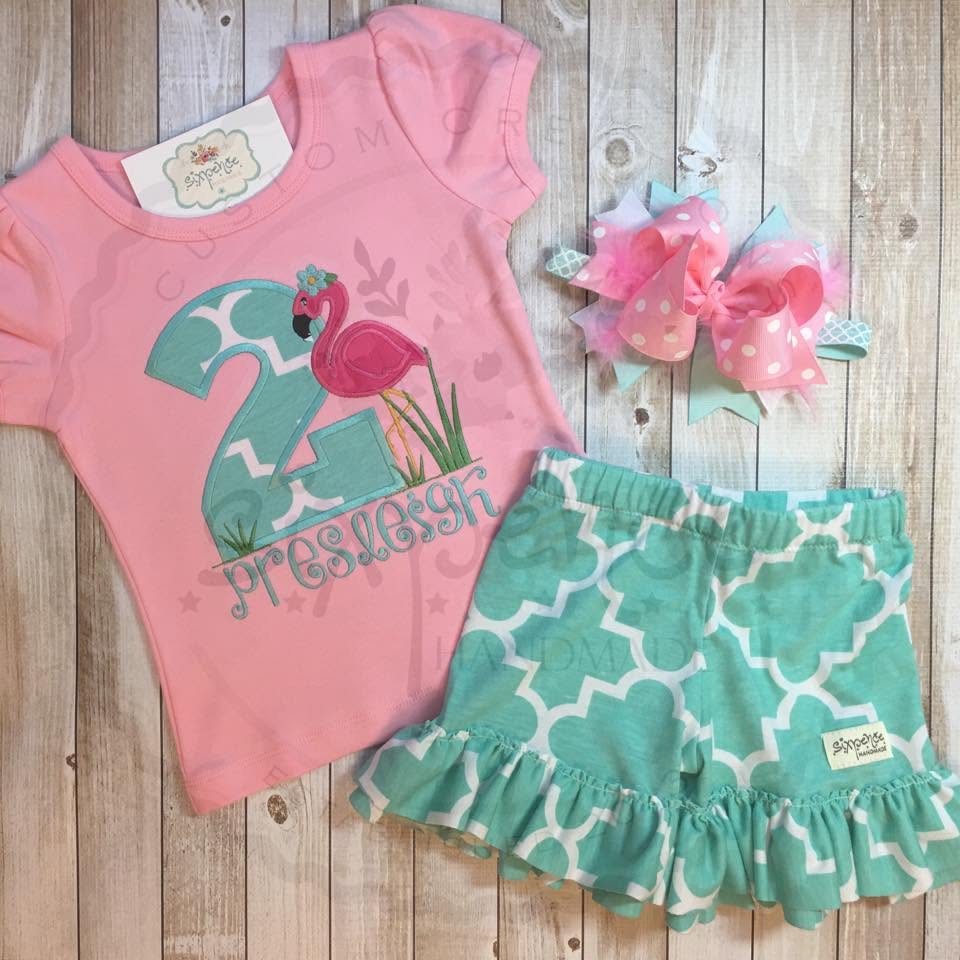 FLAMINGO BIRTHDAY APPLIQUÉ SHIRT - PERSONALIZED CUSTOM DESIGN
