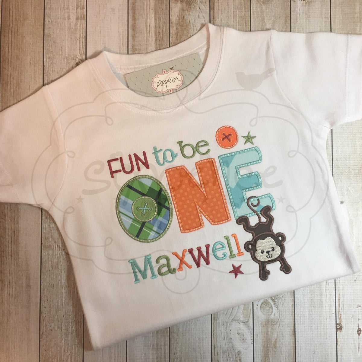 FUN TO BE ONE MONKEY BIRTHDAY APPLIQUÉ SHIRT - PERSONALIZED CUSTOM DESIGN