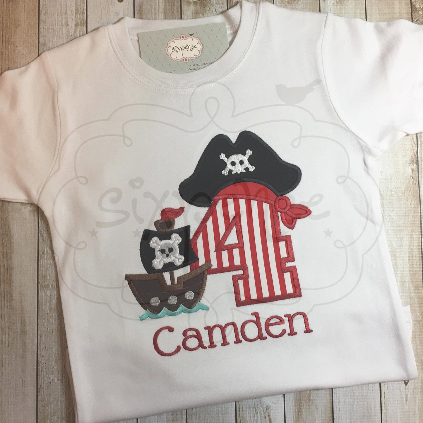 PIRATE BIRTHDAY APPLIQUÉ SHIRT - PERSONALIZED CUSTOM DESIGN