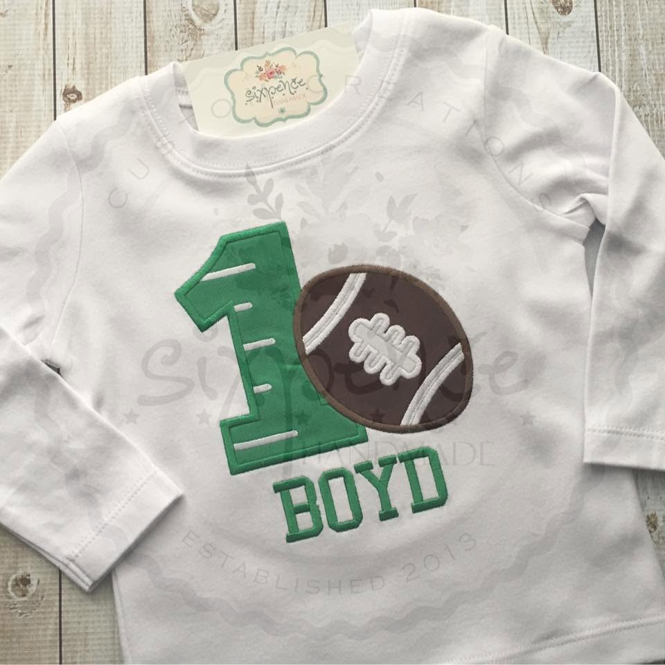 FOOTBALL BIRTHDAY APPLIQUÉ SHIRT - PERSONALIZED CUSTOM DESIGN