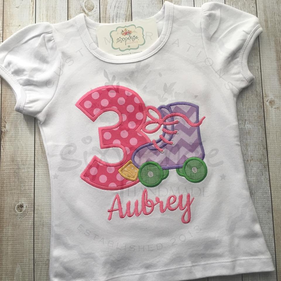 ROLLER SKATING BIRTHDAY APPLIQUÉ SHIRT - PERSONALIZED CUSTOM DESIGN