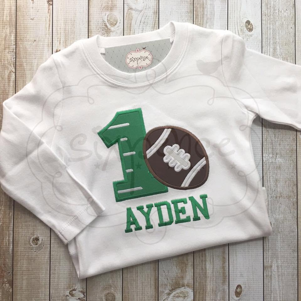 FOOTBALL BIRTHDAY APPLIQUÉ SHIRT - PERSONALIZED CUSTOM DESIGN