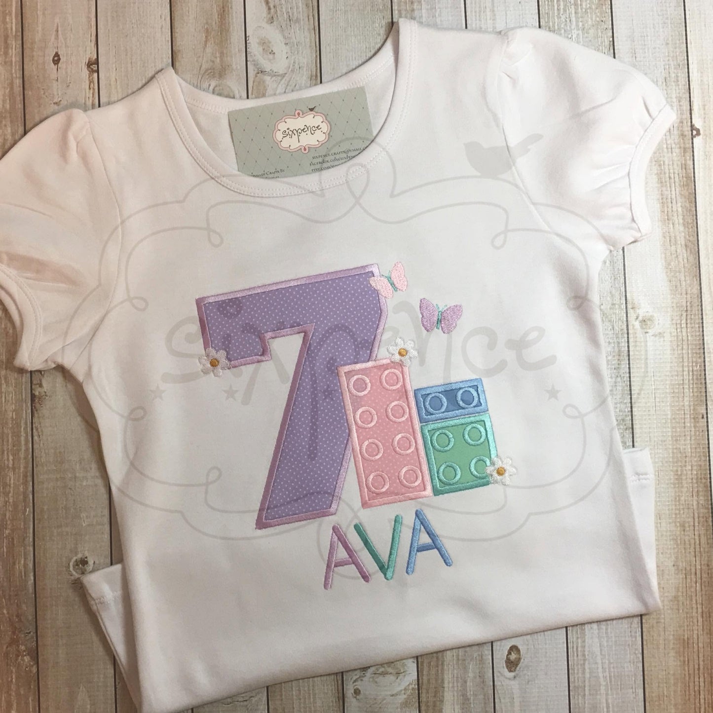 BUILDING BLOCKS BIRTHDAY APPLIQUÉ SHIRT - PERSONALIZED CUSTOM DESIGN