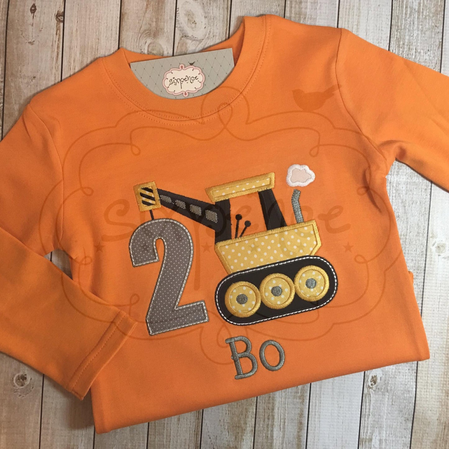CONSTRUCTION CRANE BIRTHDAY APPLIQUÉ SHIRT - PERSONALIZED CUSTOM DESIGN