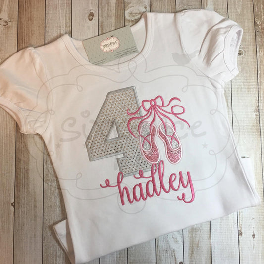 BALLERINA BIRTHDAY APPLIQUÉ SHIRT - PERSONALIZED CUSTOM DESIGN