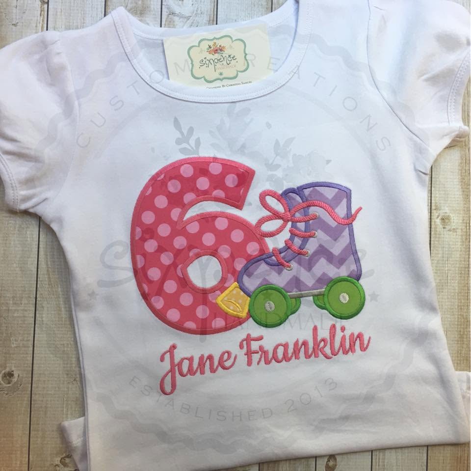 ROLLER SKATING BIRTHDAY APPLIQUÉ SHIRT - PERSONALIZED CUSTOM DESIGN
