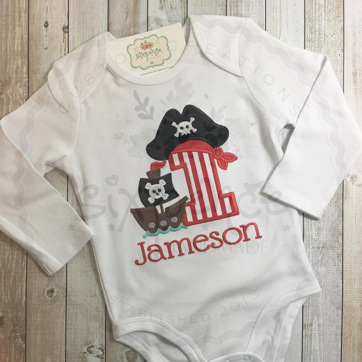 PIRATE BIRTHDAY APPLIQUÉ SHIRT - PERSONALIZED CUSTOM DESIGN