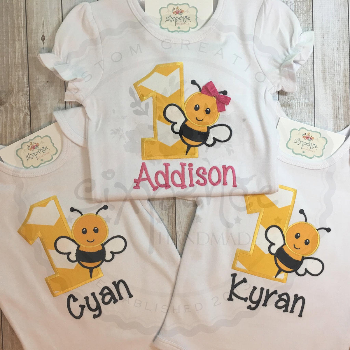 BEE BIRTHDAY APPLIQUÉ SHIRT - PERSONALIZED CUSTOM DESIGN