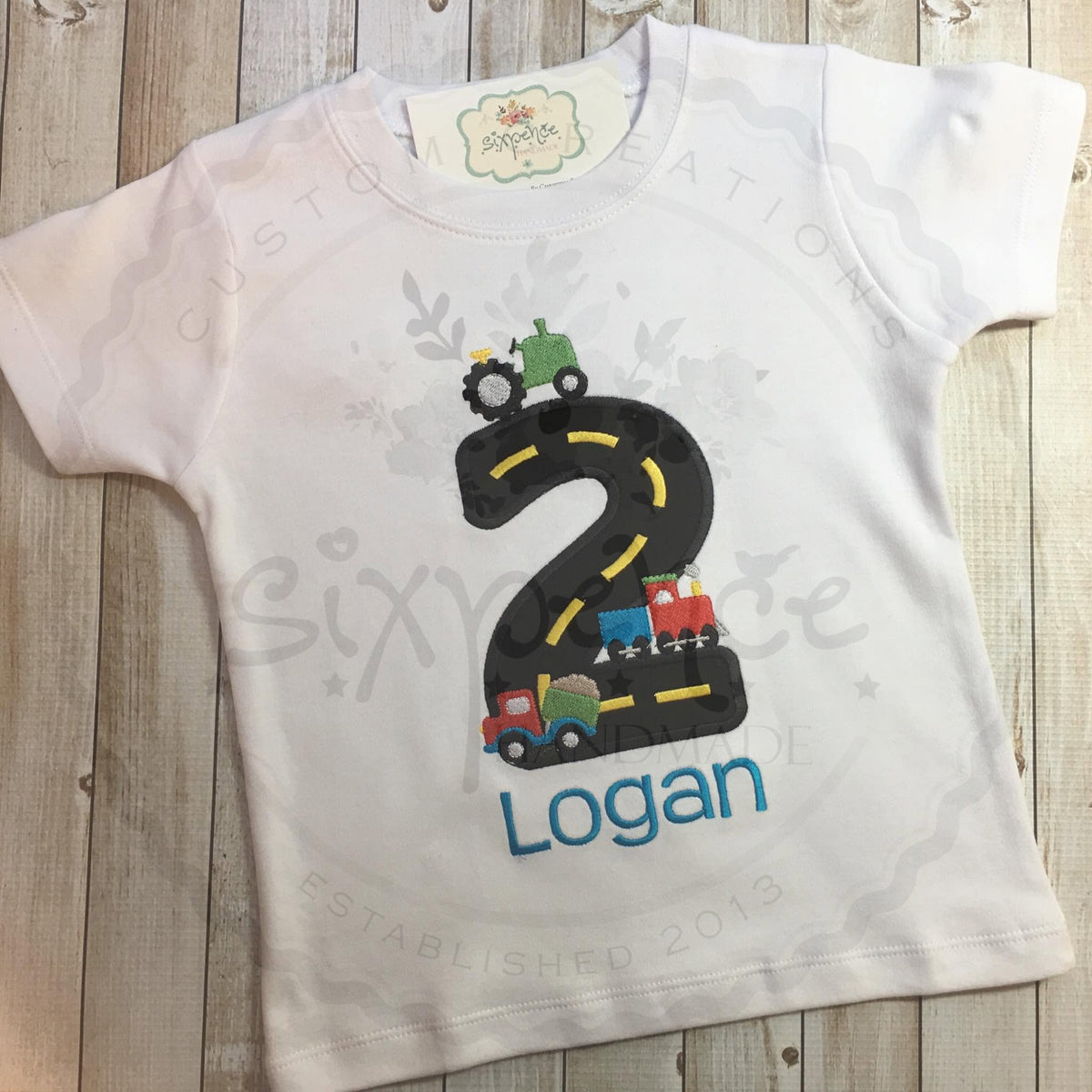 TRANSPORTATION BIRTHDAY APPLIQUÉ SHIRT - PERSONALIZED CUSTOM DESIGN