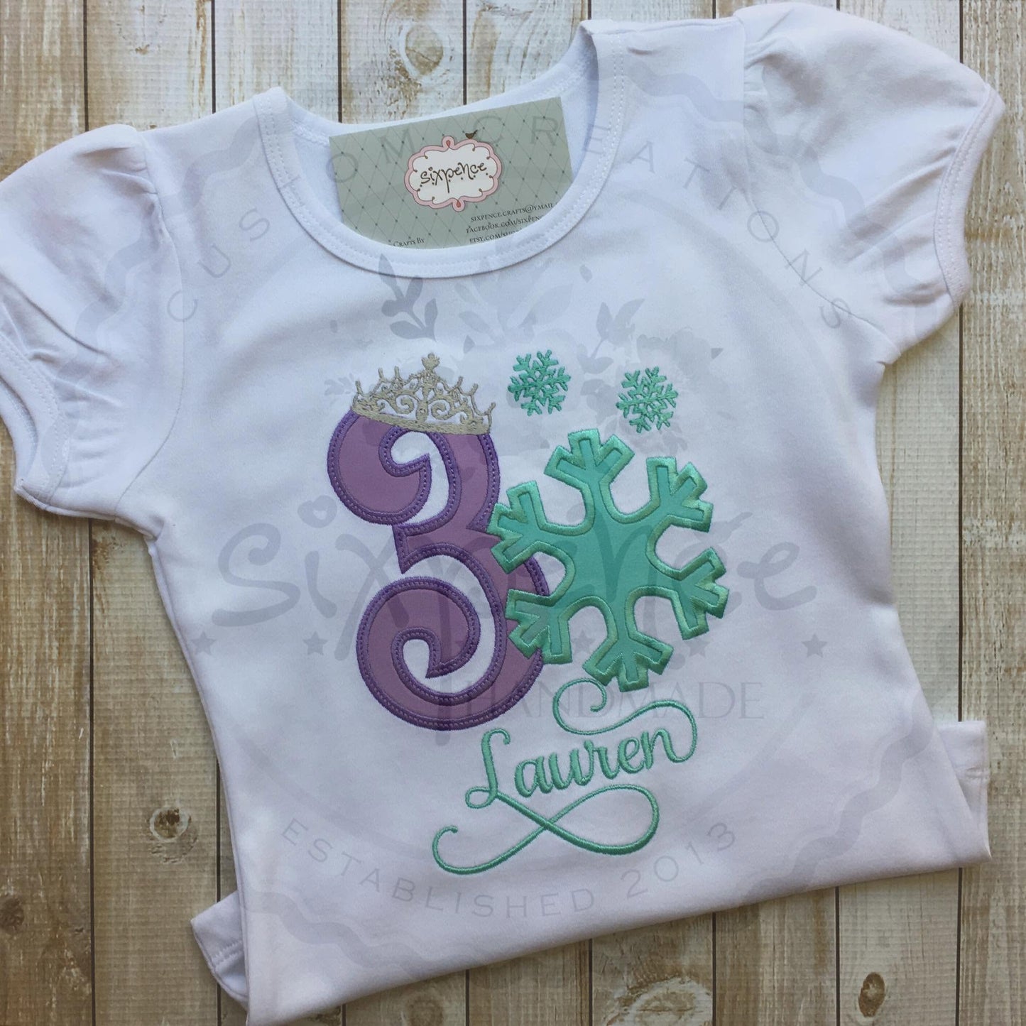 SNOW PRINCESS BIRTHDAY APPLIQUÉ SHIRT - PERSONALIZED CUSTOM DESIGN
