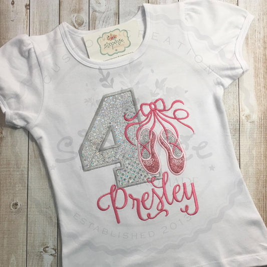 BALLERINA BIRTHDAY APPLIQUÉ SHIRT - PERSONALIZED CUSTOM DESIGN