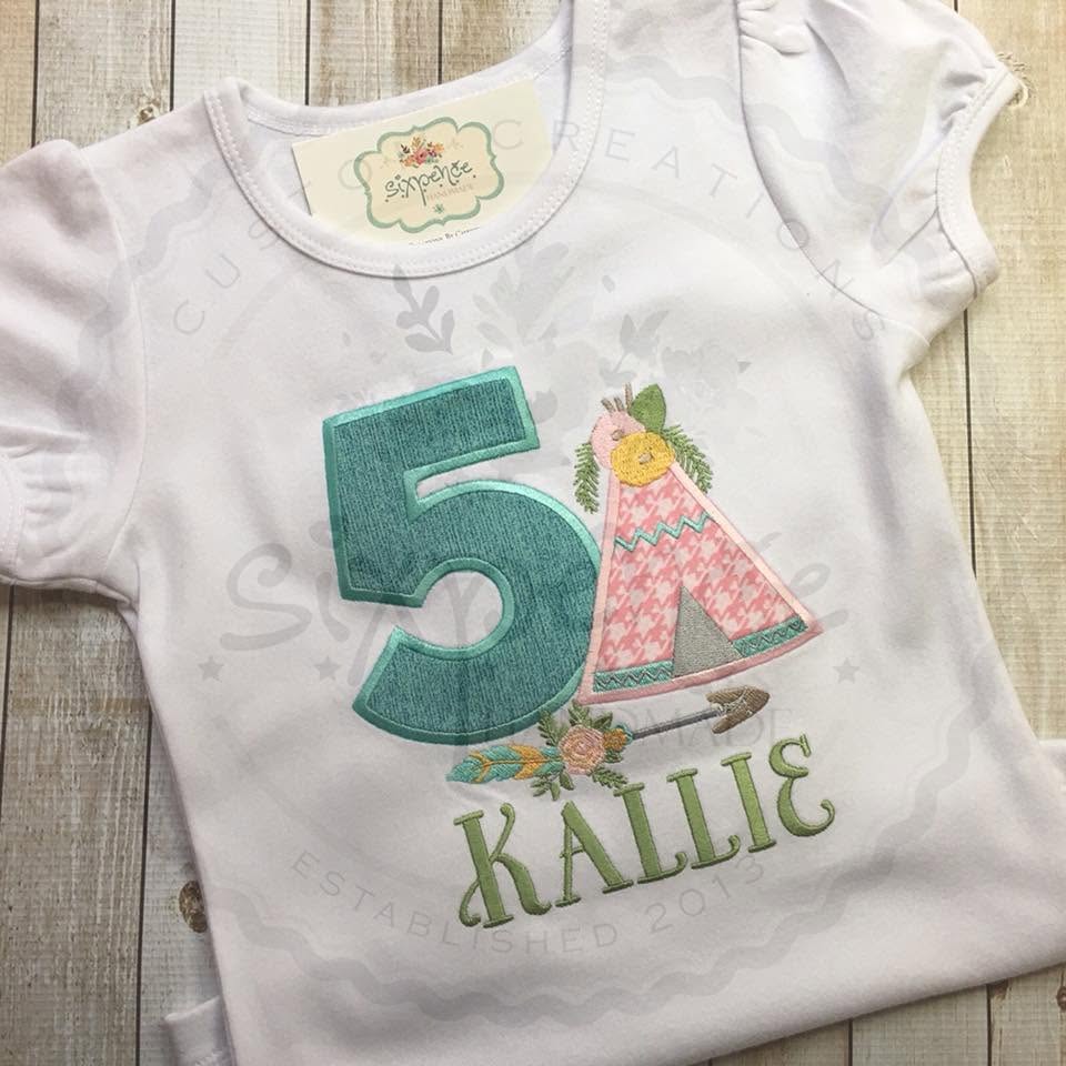 BOHO BIRTHDAY APPLIQUÉ SHIRT - PERSONALIZED CUSTOM DESIGN
