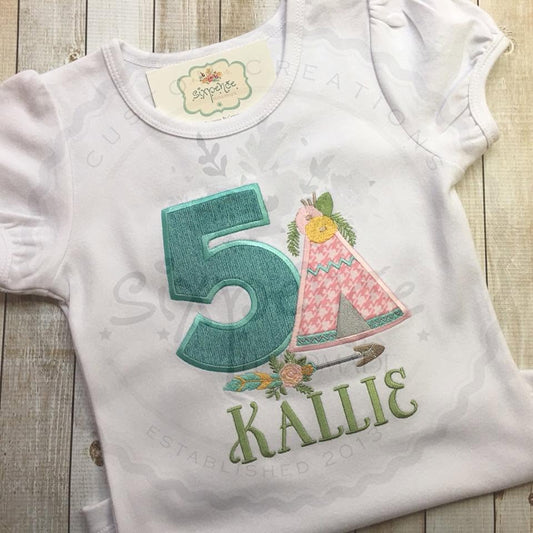 BOHO BIRTHDAY APPLIQUÉ SHIRT - PERSONALIZED CUSTOM DESIGN