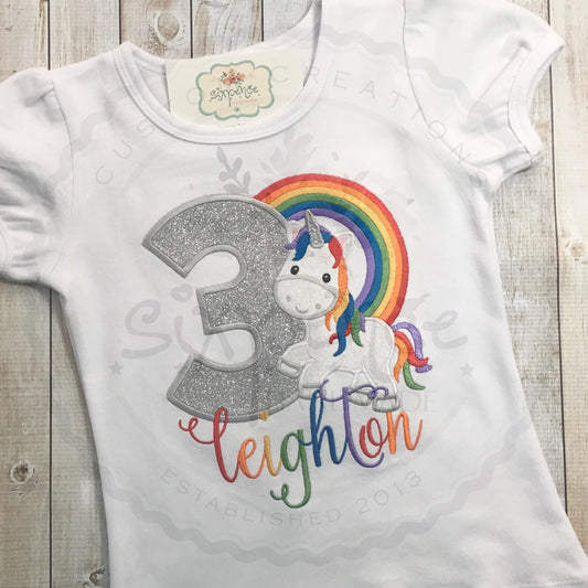 UNICORN BIRTHDAY APPLIQUÉ SHIRT - PERSONALIZED CUSTOM DESIGN