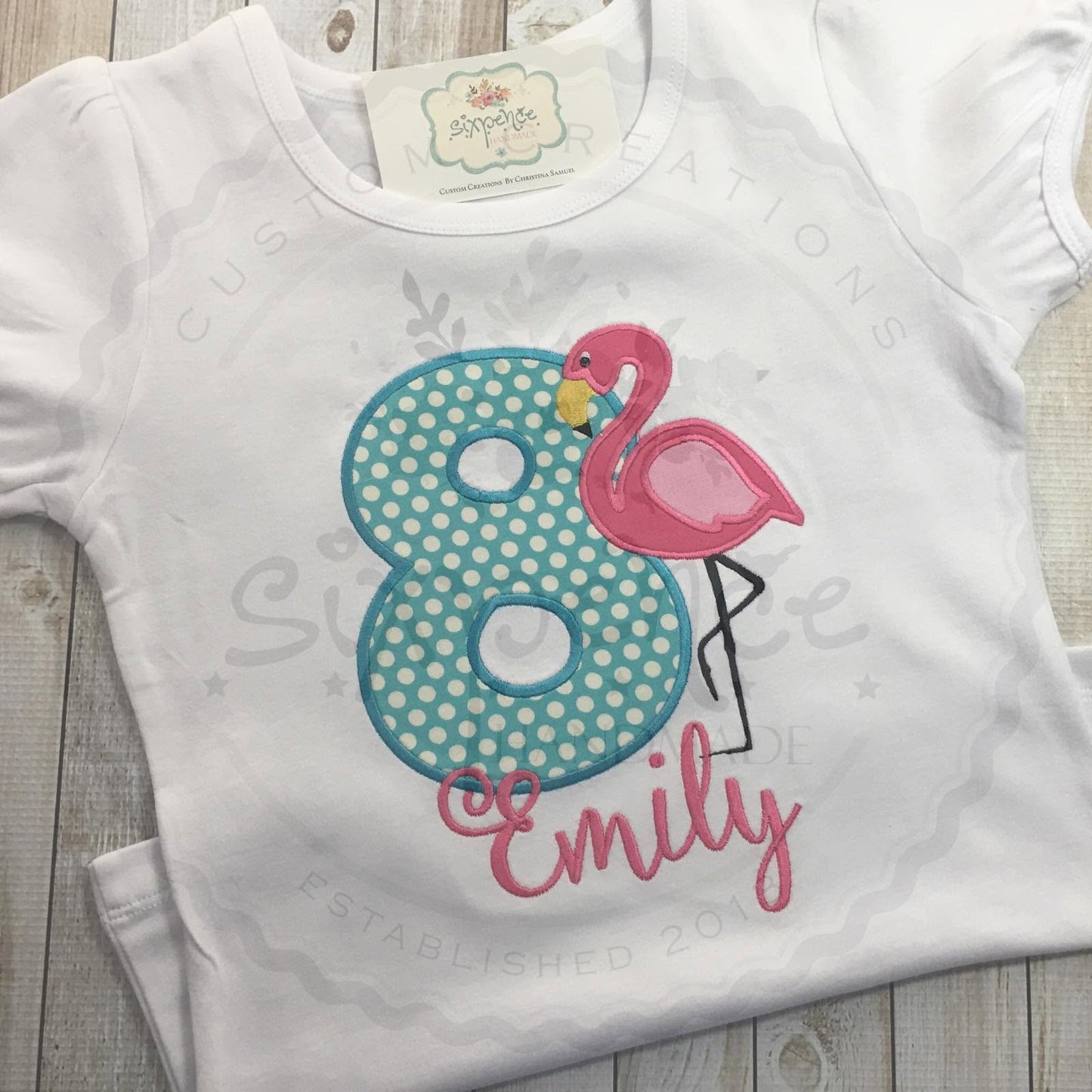 FLAMINGO BIRTHDAY APPLIQUÉ SHIRT - PERSONALIZED CUSTOM DESIGN