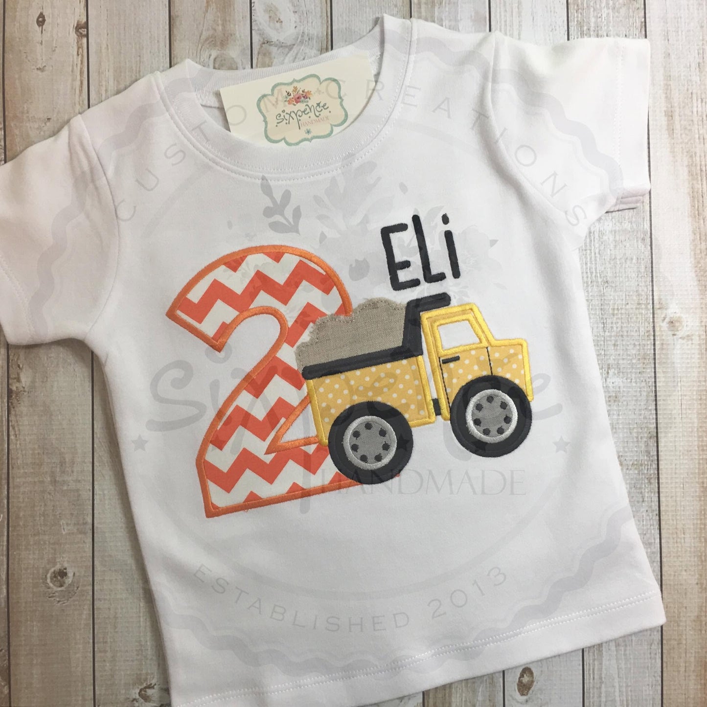 CONSTRUCTION DUMP TRUCK BIRTHDAY APPLIQUÉ SHIRT - PERSONALIZED CUSTOM DESIGN