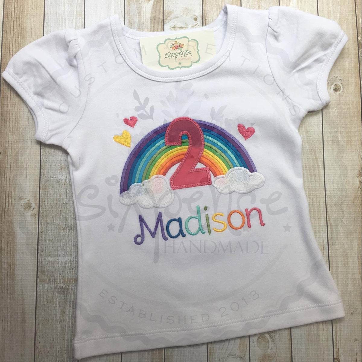 RAINBOW BIRTHDAY APPLIQUÉ SHIRT - PERSONALIZED CUSTOM DESIGN