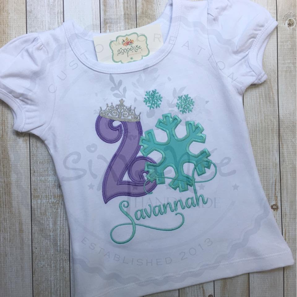 SNOW PRINCESS BIRTHDAY APPLIQUÉ SHIRT - PERSONALIZED CUSTOM DESIGN