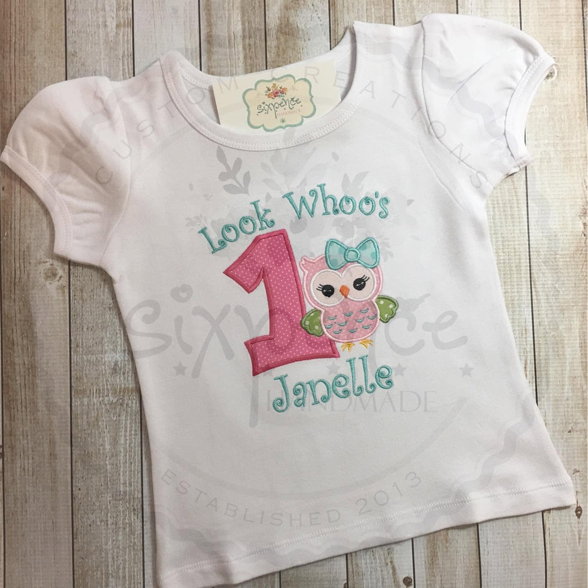 LOOK WHO'S ONE BIRTHDAY APPLIQUÉ SHIRT - PERSONALIZED CUSTOM DESIGN