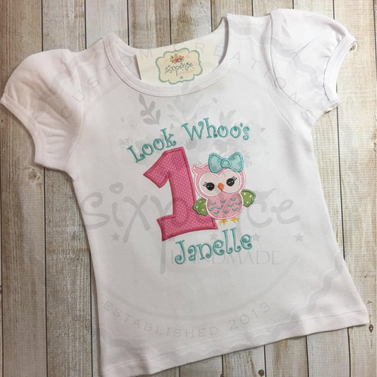 LOOK WHO'S ONE BIRTHDAY APPLIQUÉ SHIRT - PERSONALIZED CUSTOM DESIGN