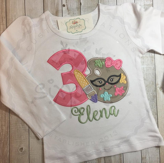 ART BIRTHDAY APPLIQUÉ SHIRT - PERSONALIZED CUSTOM DESIGN