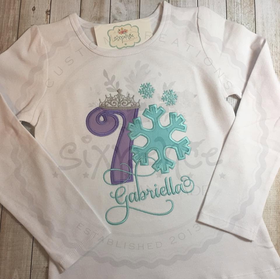 ICE PRINCESS BIRTHDAY APPLIQUÉ SHIRT - PERSONALIZED CUSTOM DESIGN