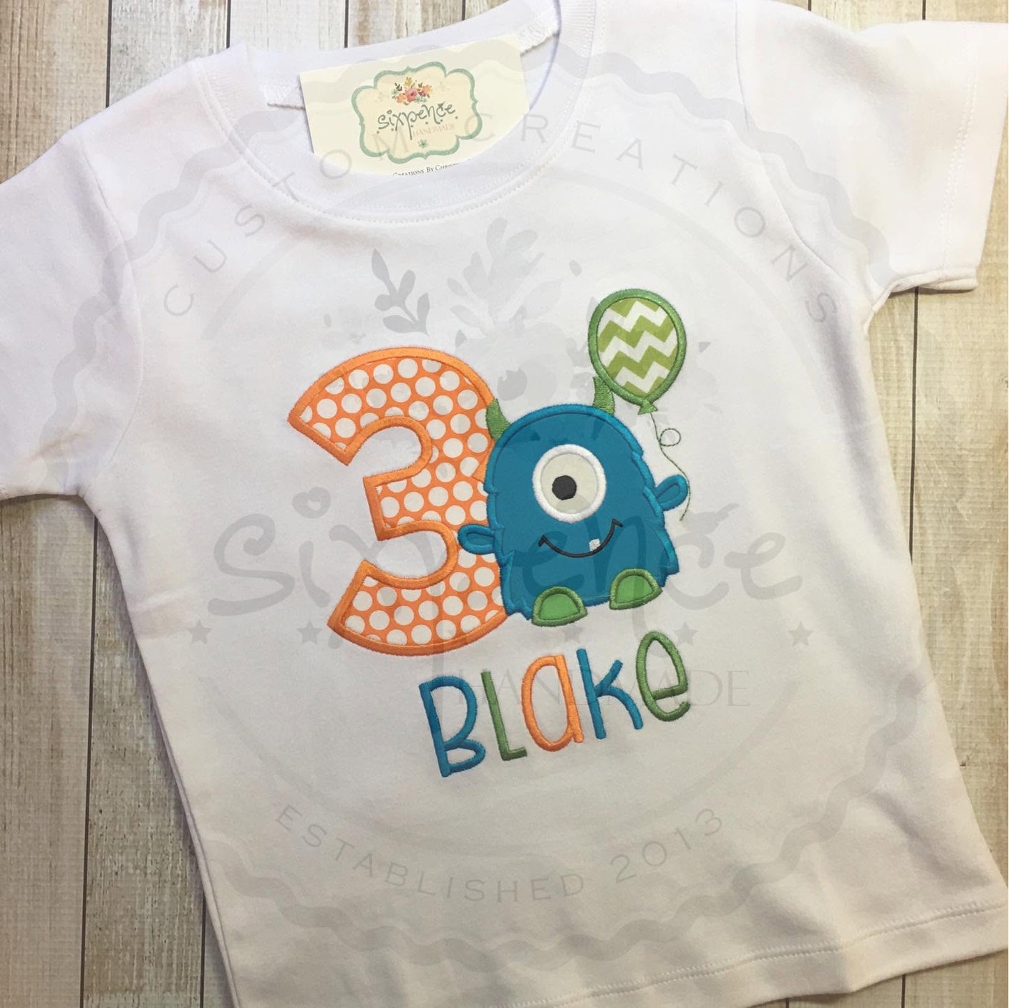 MONSTER BIRTHDAY APPLIQUÉ SHIRT - PERSONALIZED CUSTOM DESIGN