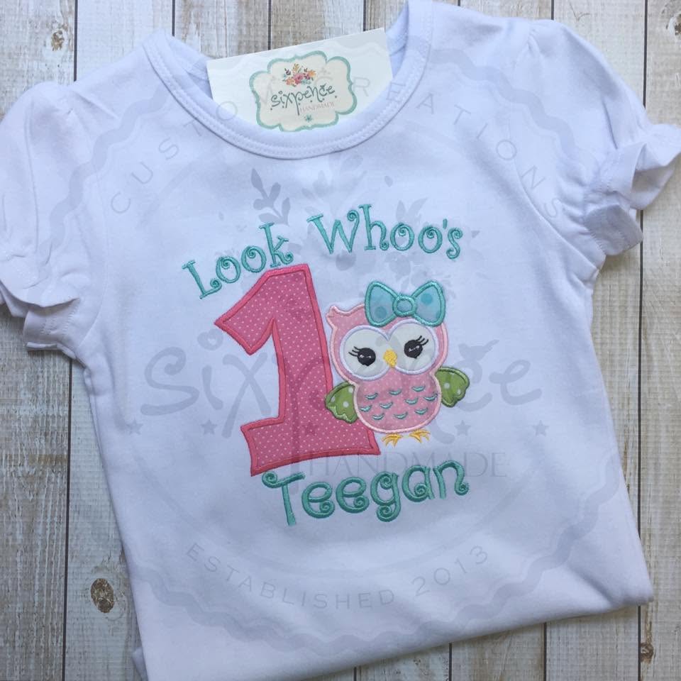 LOOK WHO'S ONE BIRTHDAY APPLIQUÉ SHIRT - PERSONALIZED CUSTOM DESIGN