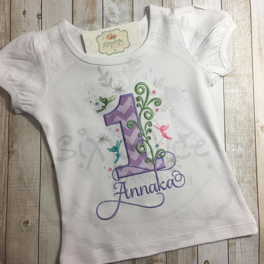 FAIRY BIRTHDAY APPLIQUÉ SHIRT - PERSONALIZED CUSTOM DESIGN