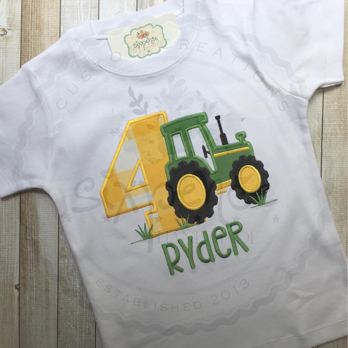 TRACTOR BIRTHDAY APPLIQUÉ SHIRT - PERSONALIZED CUSTOM DESIGN